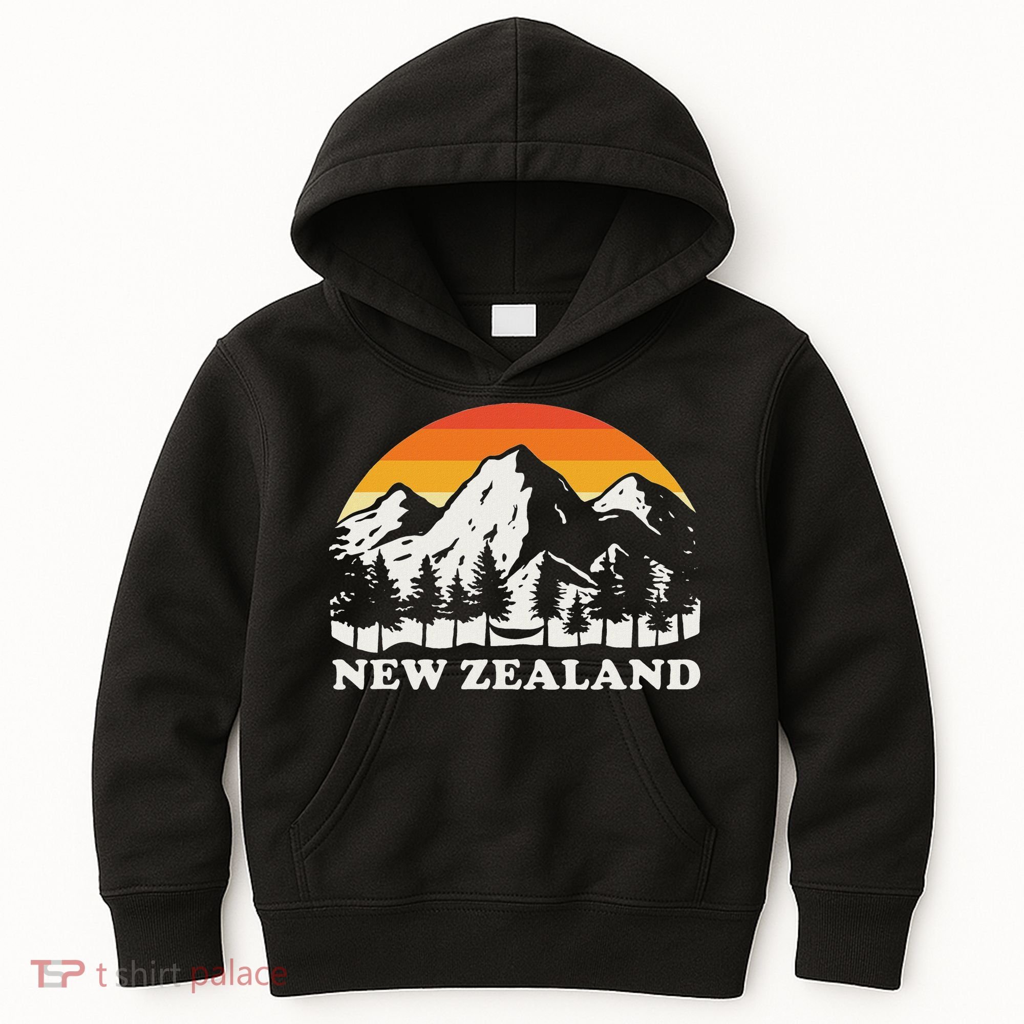 Retro Hiking Mountains New Zealand Kids Hoodie