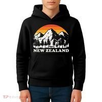 Retro Hiking Mountains New Zealand Kids Hoodie thumb 4