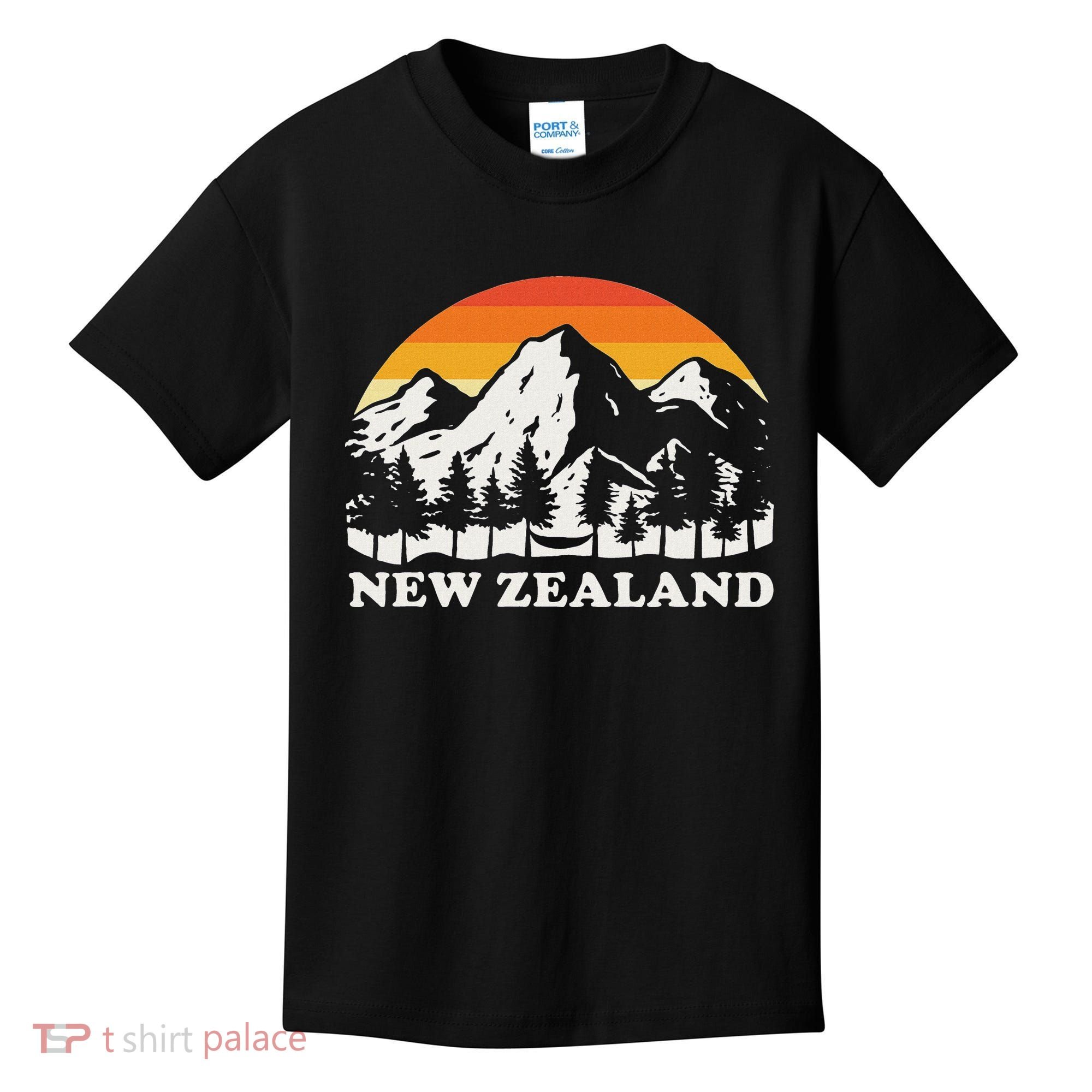 Retro Hiking Mountains New Zealand Kids T-Shirt