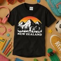Retro Hiking Mountains New Zealand Kids T-Shirt thumb 3