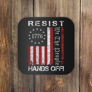 Resist Hands Off Protest Flag Protest Coaster