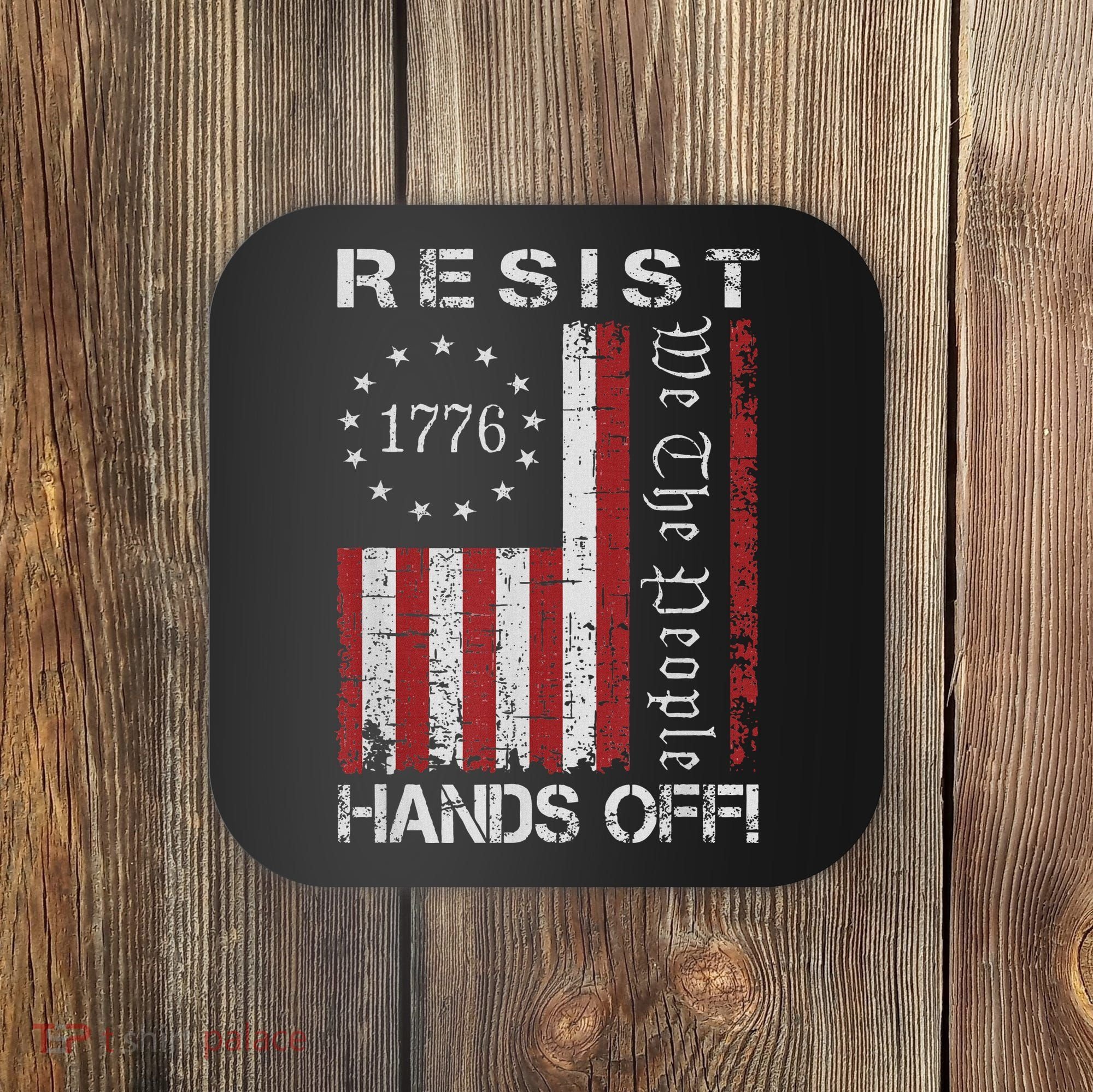 Resist Hands Off Protest Flag Protest Coaster