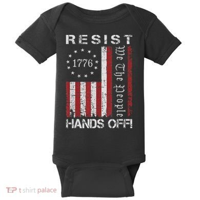 Resist Hands Off Protest Flag Protest Baby Bodysuit