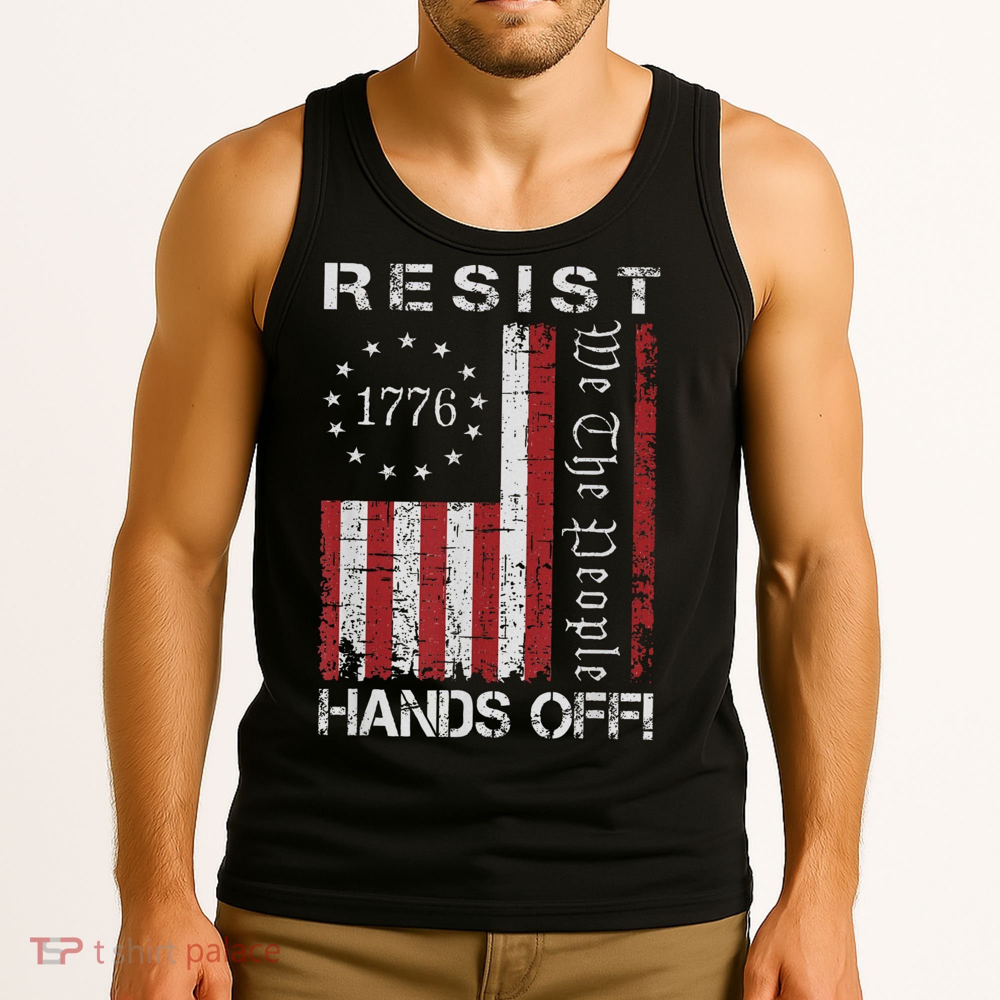 Resist Hands Off Protest Flag Protest Tank Top