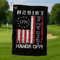 Resist Hands Off Protest Flag Protest Golf Towel thumb 1