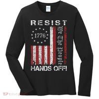 Resist Hands Off Protest Flag Protest Women's Long Sleeve Shirt thumb 0