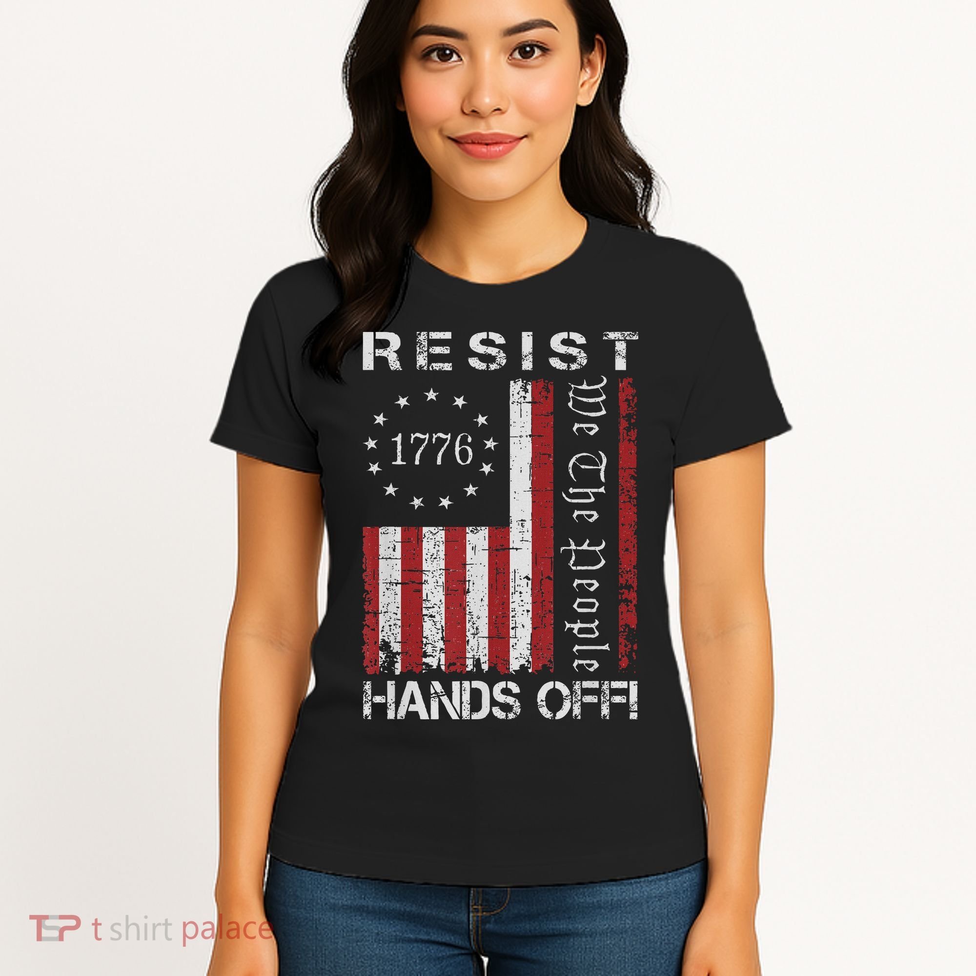 Resist Hands Off Protest Flag Protest Women's T-Shirt
