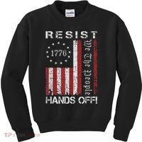 Resist Hands Off Protest Flag Protest Kids Sweatshirt thumb 0