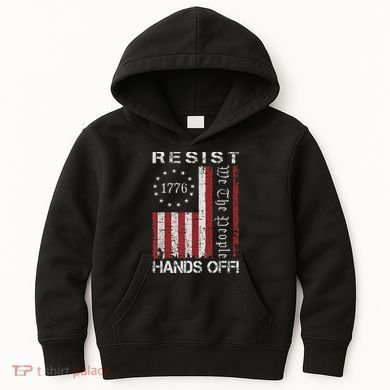 Resist Hands Off Protest Flag Protest Kids Hoodie