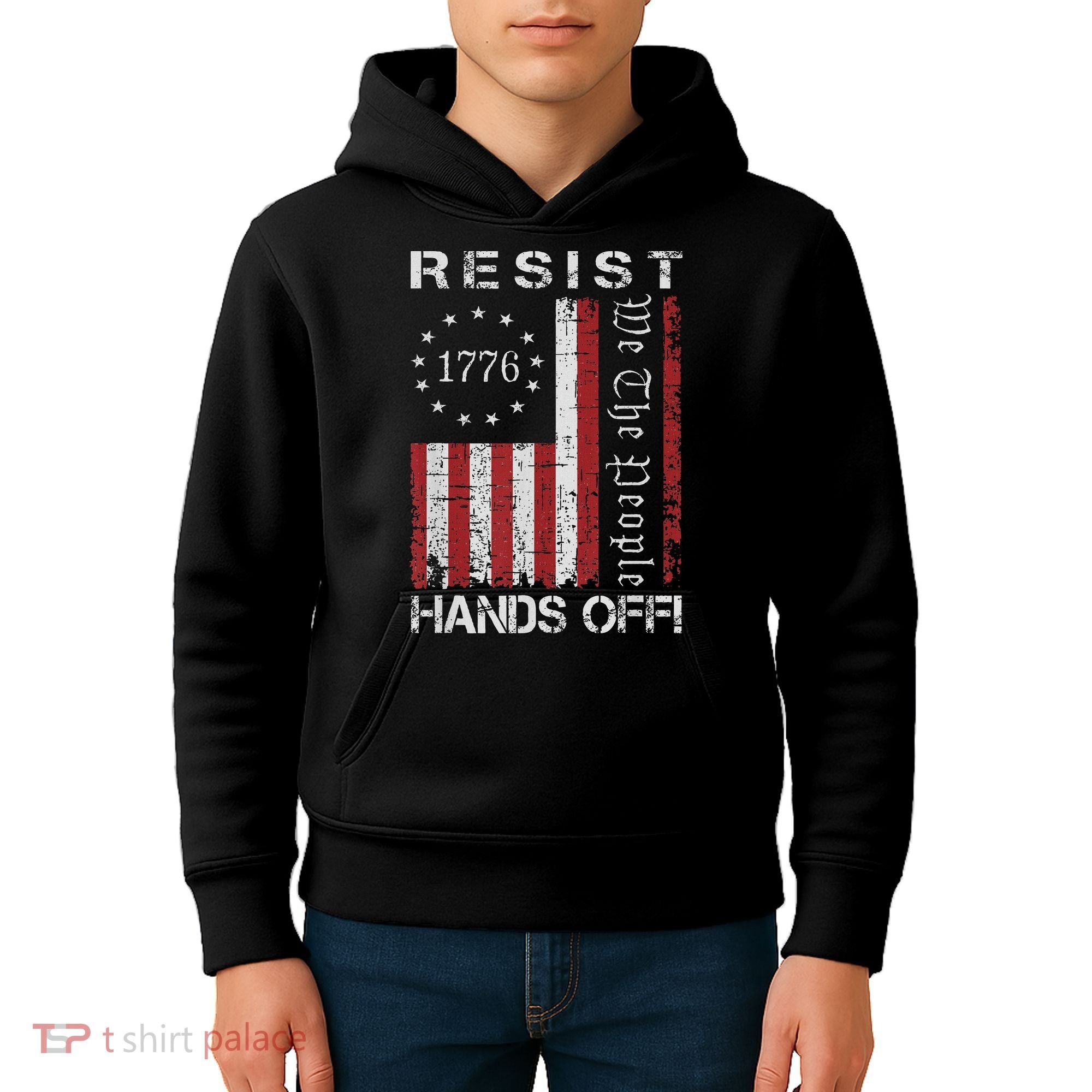 Resist Hands Off Protest Flag Protest Kids Hoodie