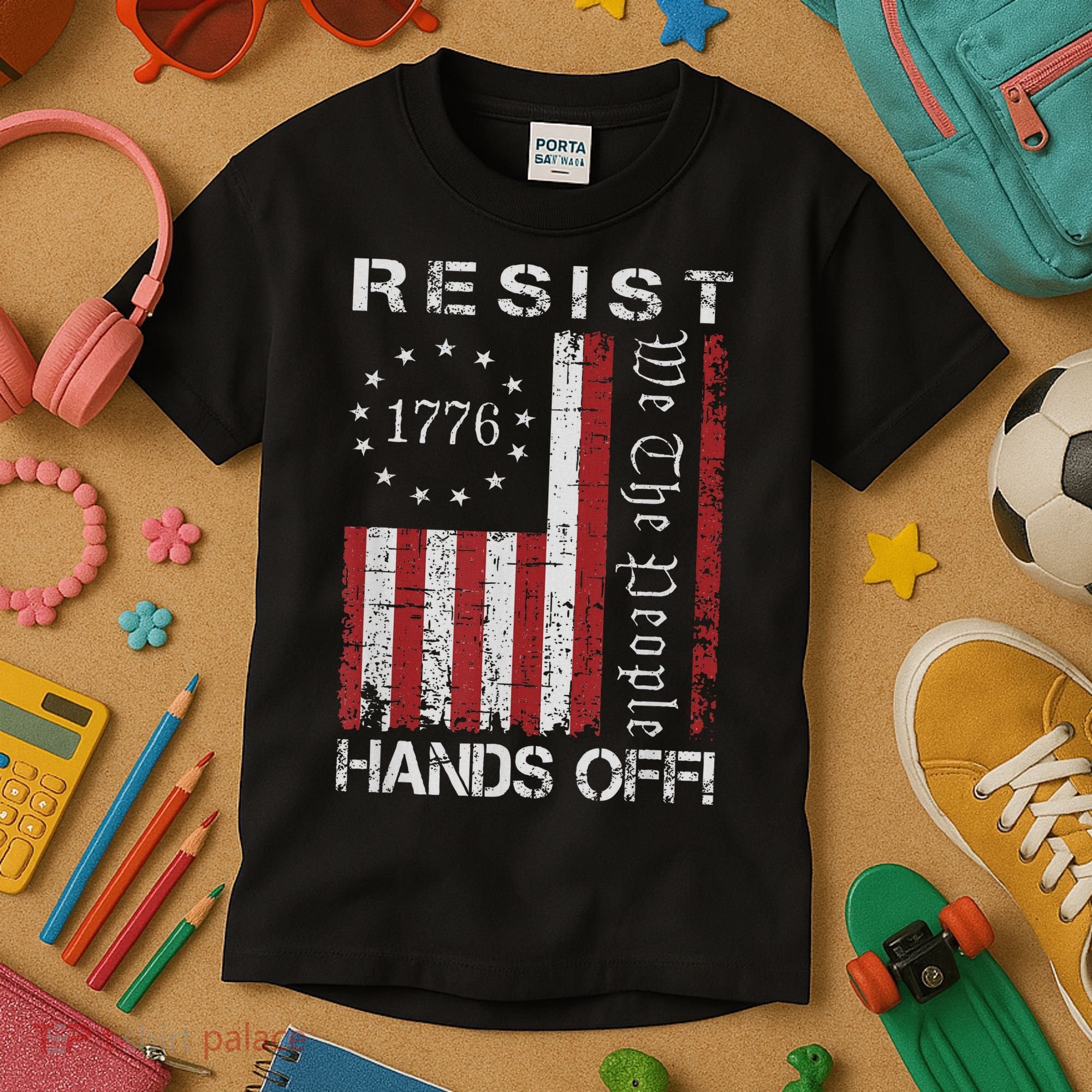 Resist Hands Off Protest Flag Protest Kids T-Shirt