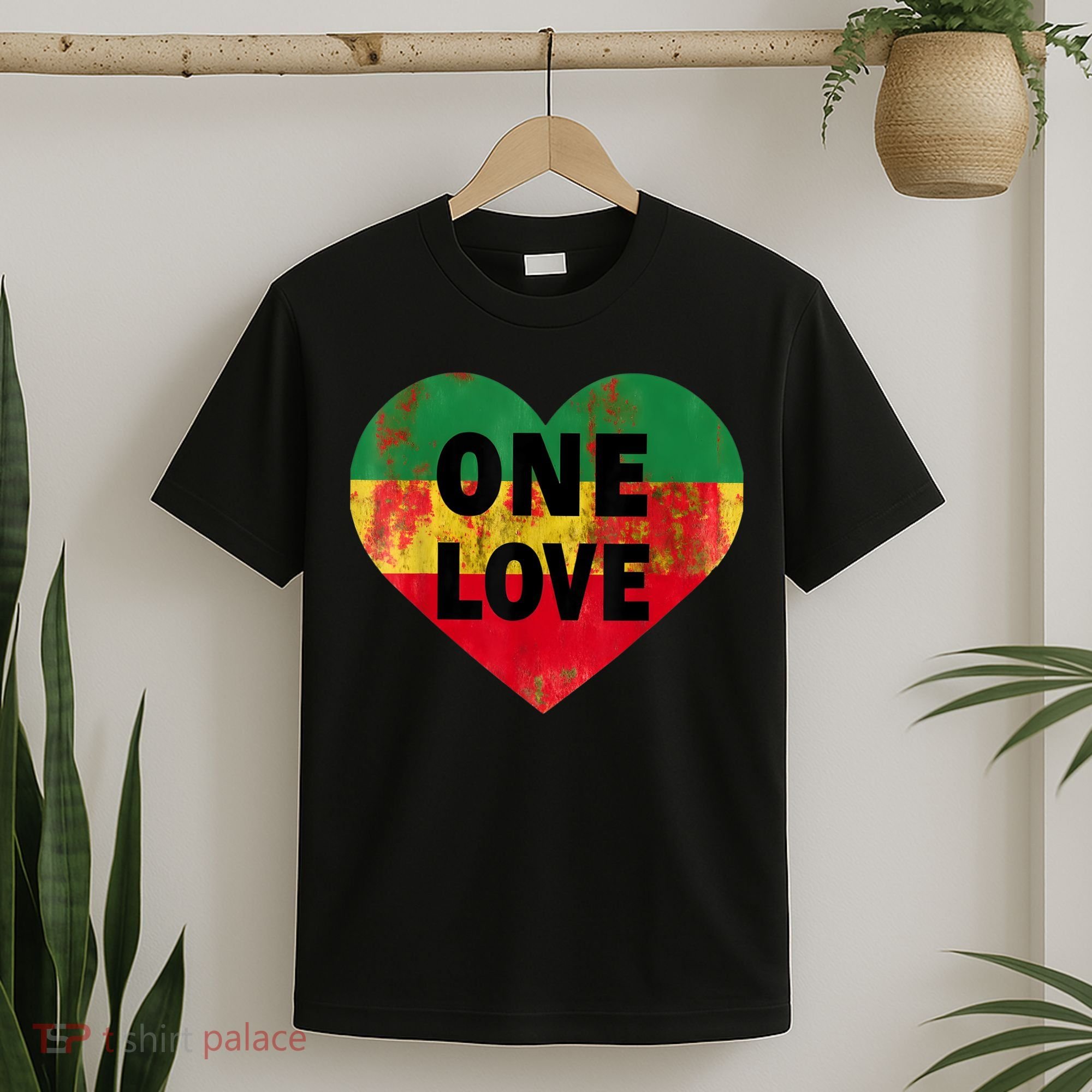 Reggae Heart One Love Rasta Reggae Music Rastafarian Jamaica T-Shirt