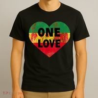 Reggae Heart One Love Rasta Reggae Music Rastafarian Jamaica T-Shirt thumb 3