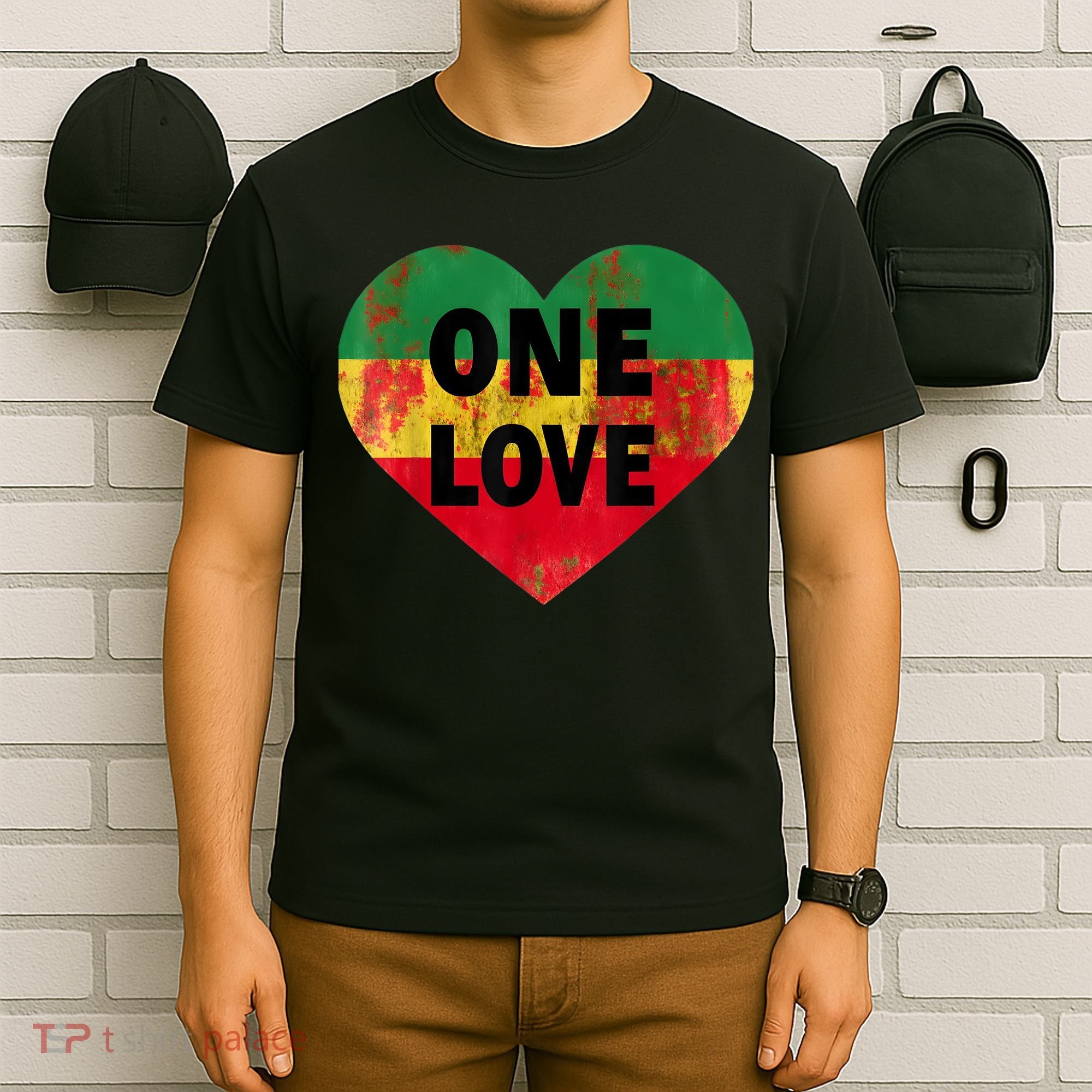 Reggae Heart One Love Rasta Reggae Music Rastafarian Jamaica T-Shirt