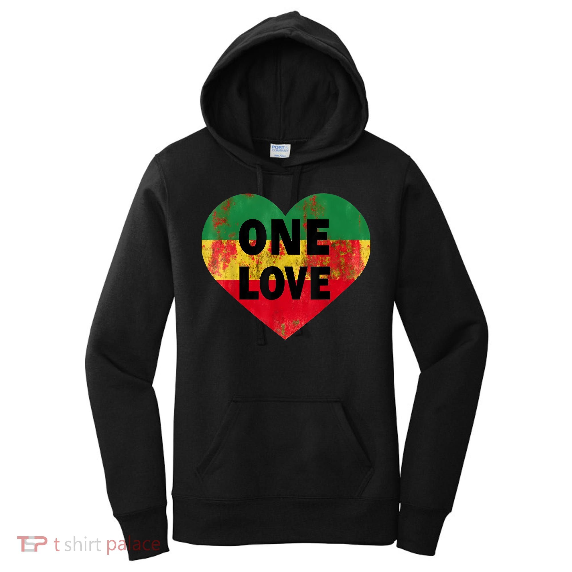 Reggae Heart One Love Rasta Reggae Music Rastafarian Jamaica Women's Hoodie