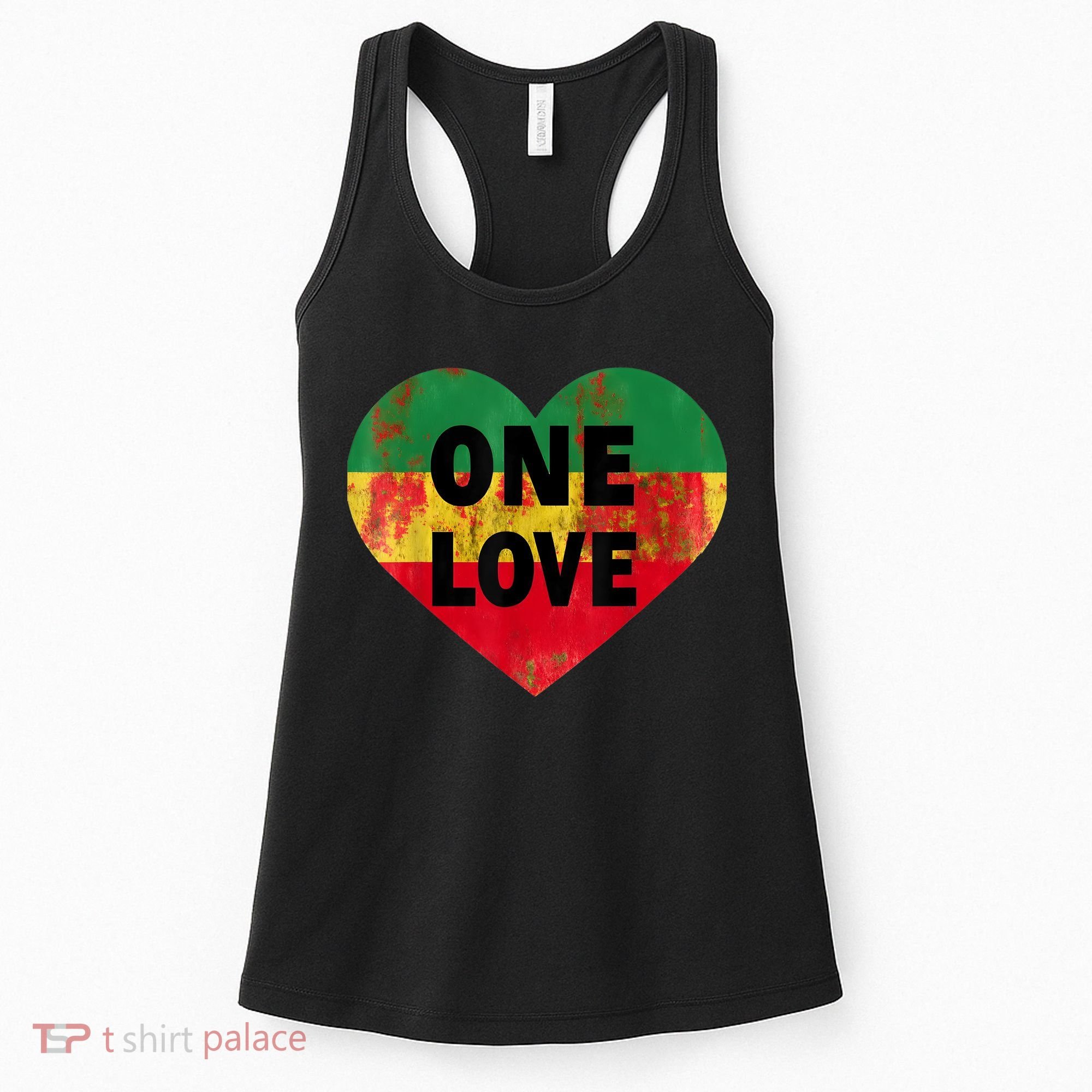Reggae Heart One Love Rasta Reggae Music Rastafarian Jamaica Women's Tank Top