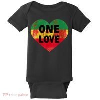 Reggae Heart One Love Rasta Reggae Music Rastafarian Jamaica Baby Bodysuit thumb 0