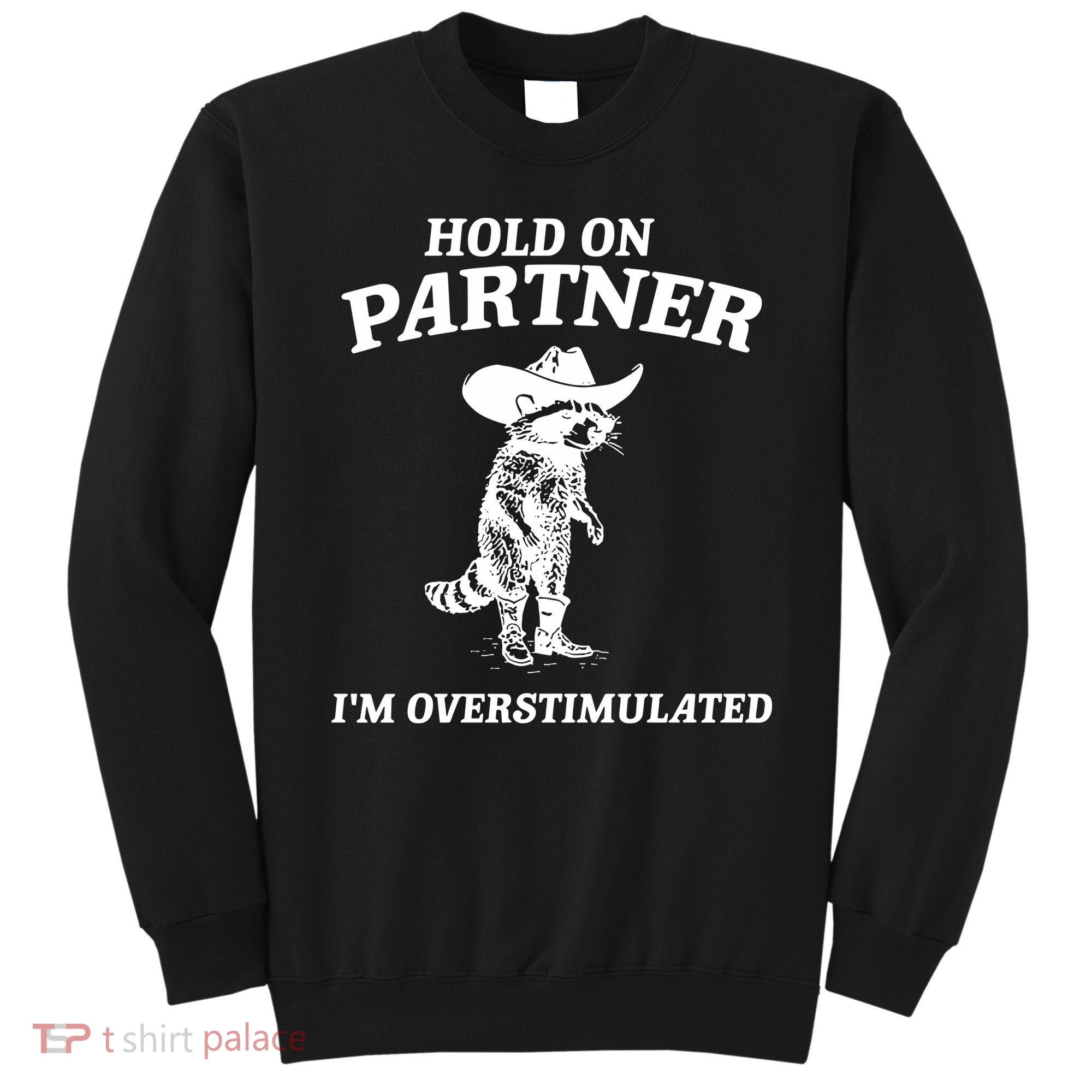 Raccoon Hold On Partner IM Overstimulated Sweatshirt