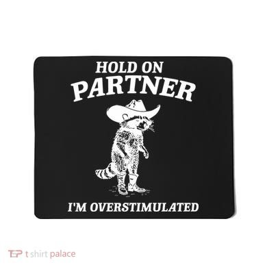 Raccoon Hold On Partner IM Overstimulated Mousepad