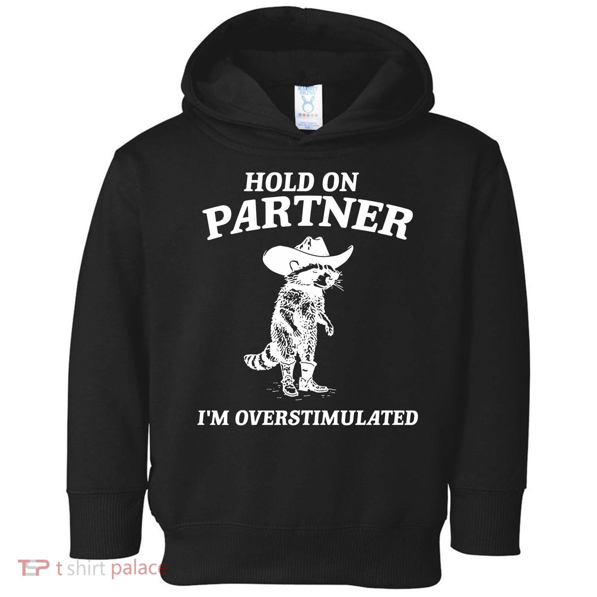 Raccoon Hold On Partner IM Overstimulated Toddler Hoodie