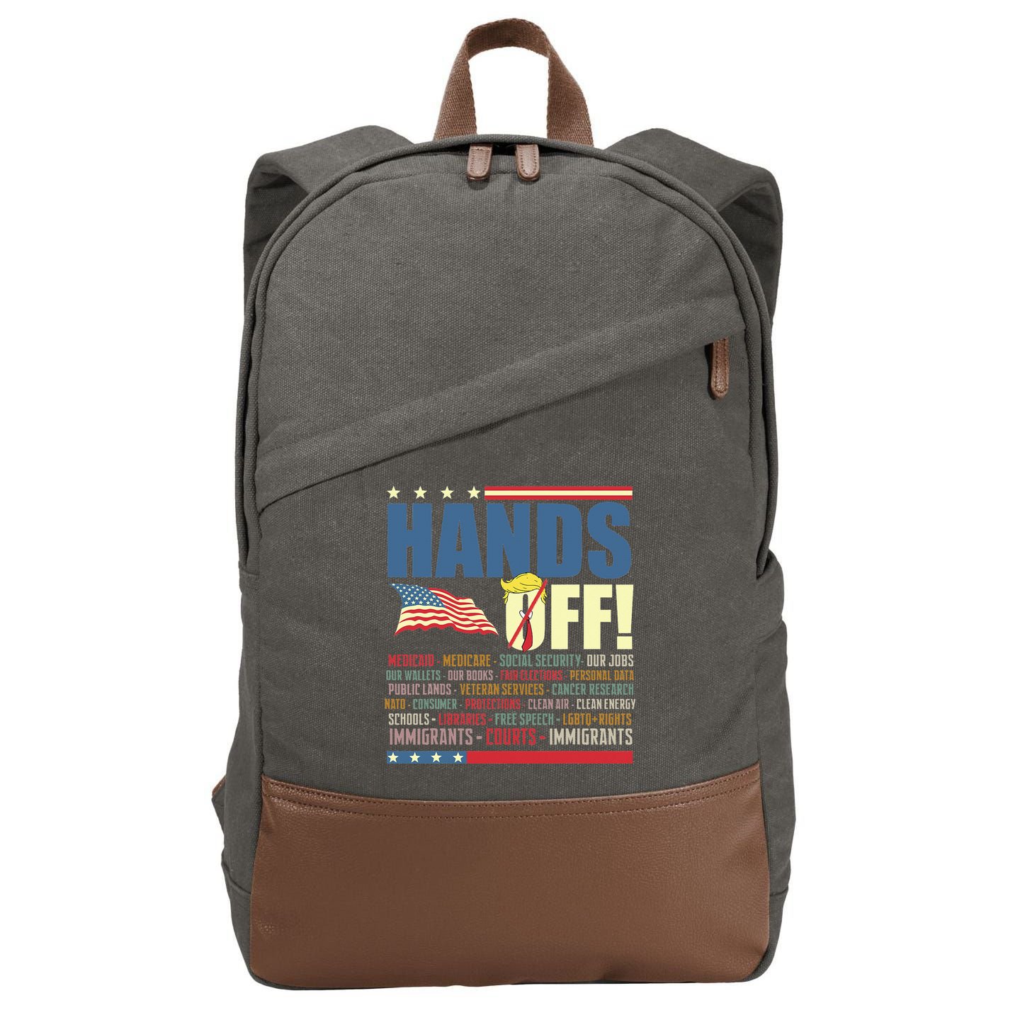 Resist Hands Off Protest Anti Trump Cotton Canvas Backpack