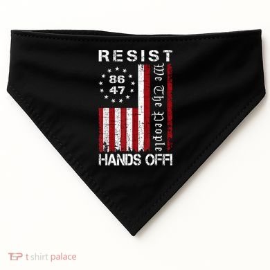 Resist Hands Off Protest 8647 86 47 Flag Protest USA-Made Doggie Bandana