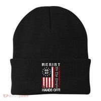 Resist Hands Off Protest 8647 86 47 Flag Protest Beanie thumb 0