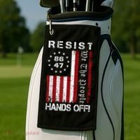 Resist Hands Off Protest 8647 86 47 Flag Protest Golf Towel thumb 2