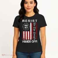 Resist Hands Off Protest 8647 86 47 Flag Protest Women's T-Shirt thumb 4