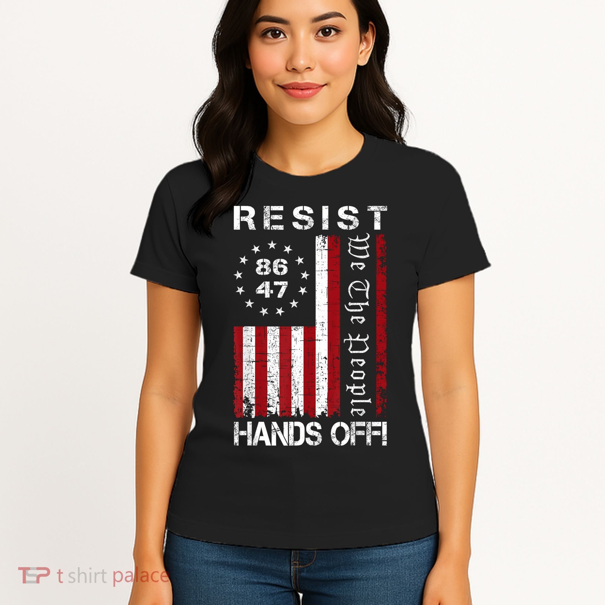 Resist Hands Off Protest 8647 86 47 Flag Protest Women's T-Shirt