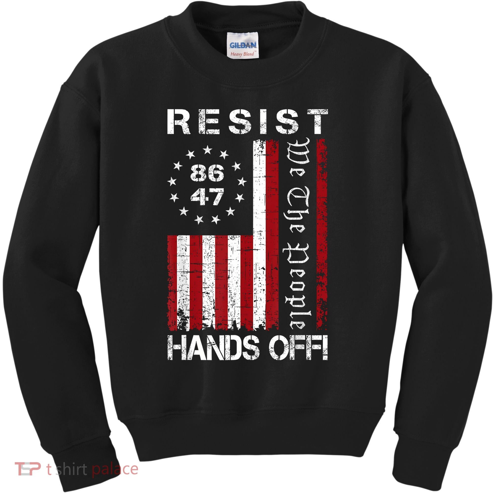 Resist Hands Off Protest 8647 86 47 Flag Protest Kids Sweatshirt