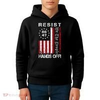 Resist Hands Off Protest 8647 86 47 Flag Protest Kids Hoodie thumb 4