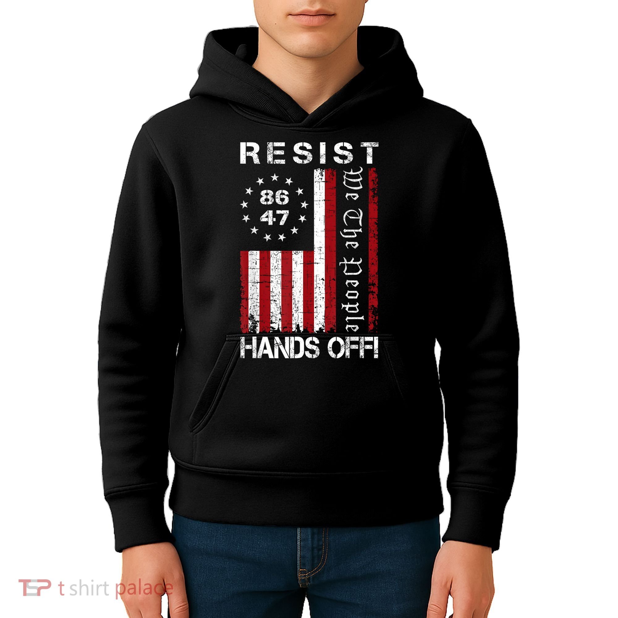 Resist Hands Off Protest 8647 86 47 Flag Protest Kids Hoodie