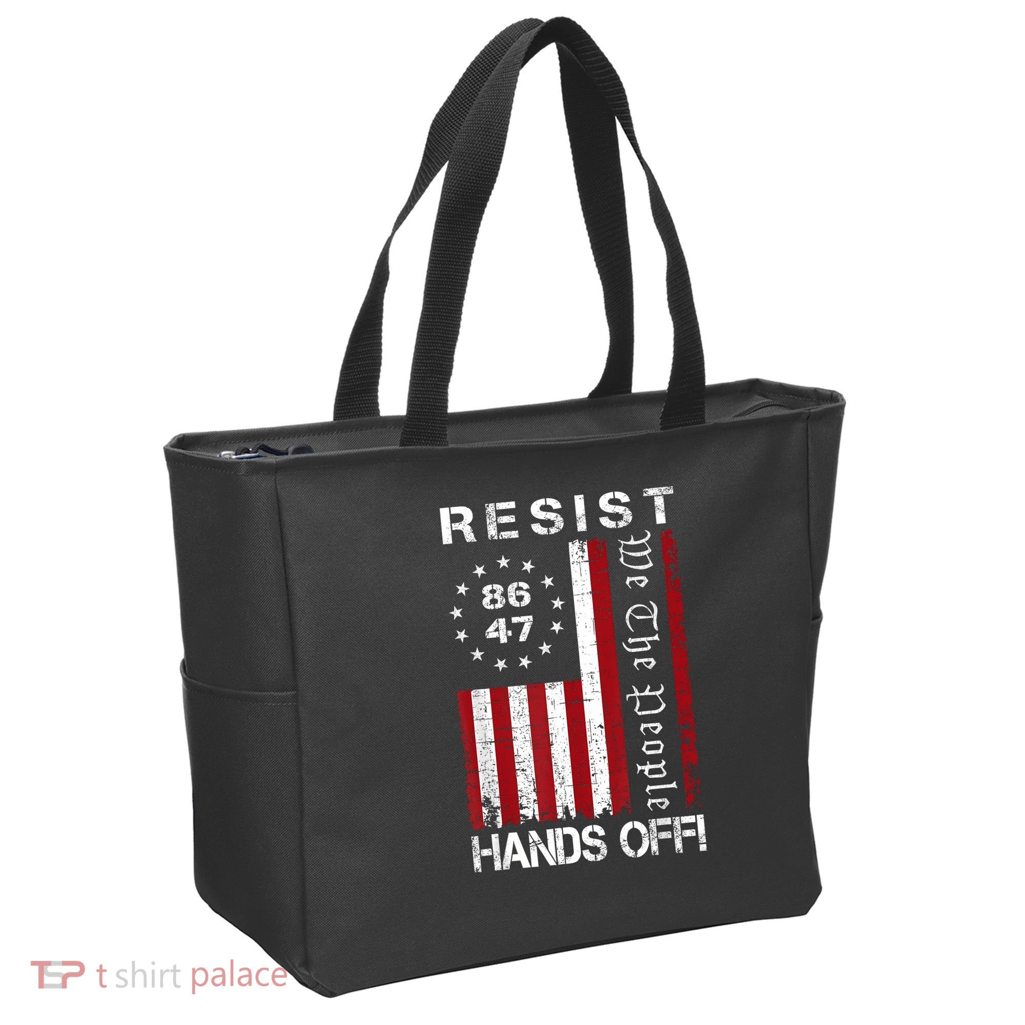 Resist Hands Off Protest 8647 86 47 Flag Protest Tote Bag