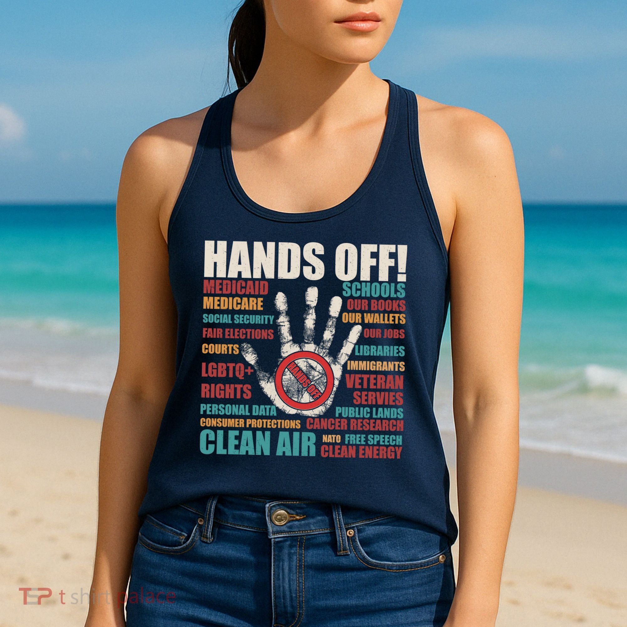 Resist Hands Off Protest Anti Trump Women's Tank Top