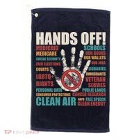Resist Hands Off Protest Anti Trump Golf Towel thumb 0