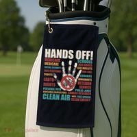 Resist Hands Off Protest Anti Trump Golf Towel thumb 2