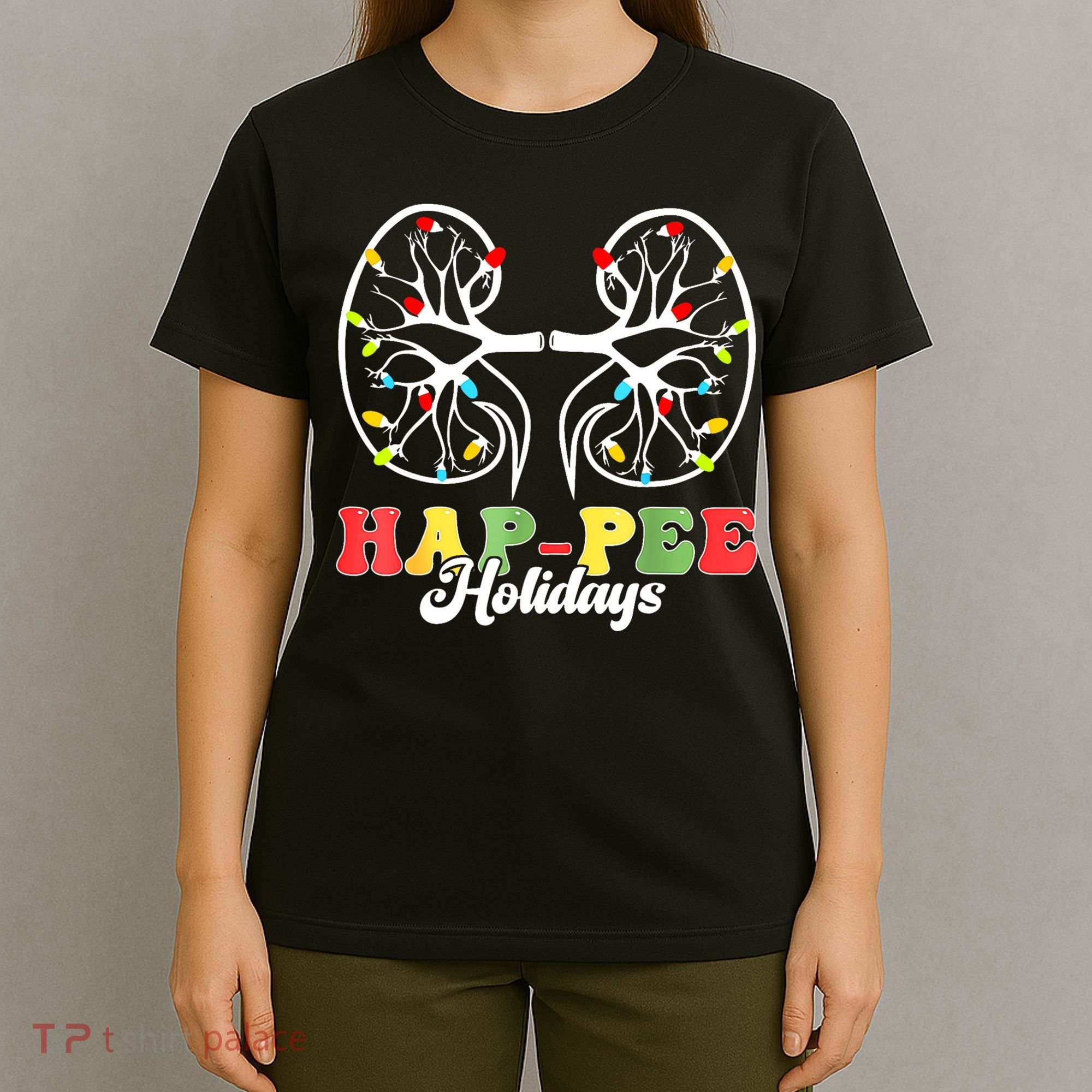 Retro Hap Pee Holidays Christmas Dialysis Nurse Kidney Xmas T-Shirt