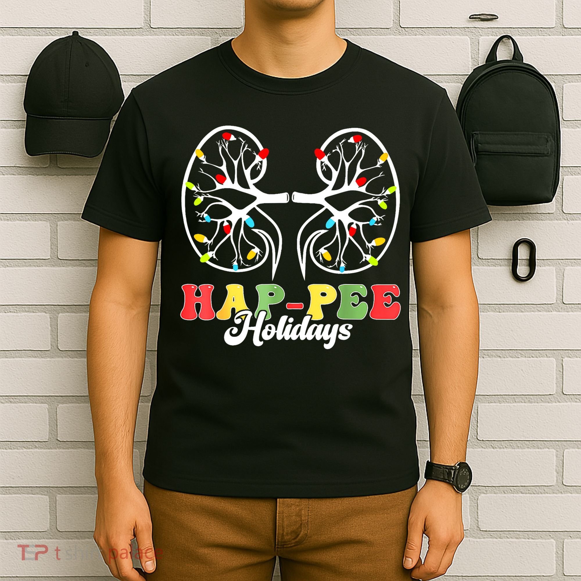 Retro Hap Pee Holidays Christmas Dialysis Nurse Kidney Xmas T-Shirt