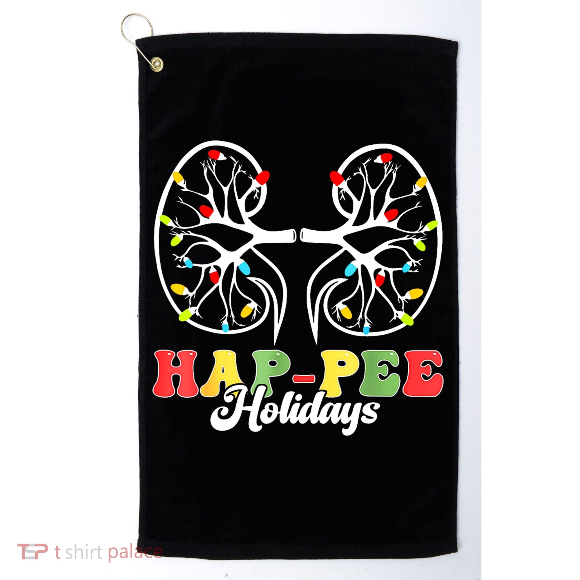 Retro Hap Pee Holidays Christmas Dialysis Nurse Kidney Xmas Golf Towel