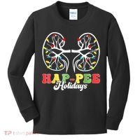 Retro Hap Pee Holidays Christmas Dialysis Nurse Kidney Xmas Kids Long Sleeve Shirt thumb 0
