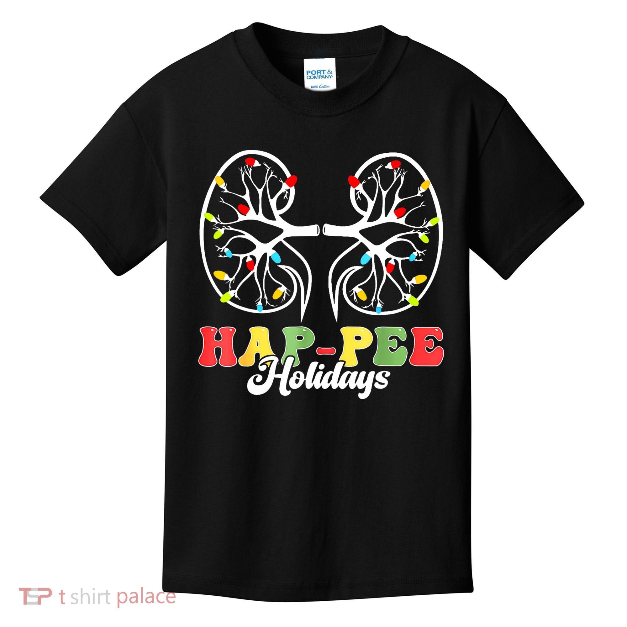 Retro Hap Pee Holidays Christmas Dialysis Nurse Kidney Xmas Kids T-Shirt