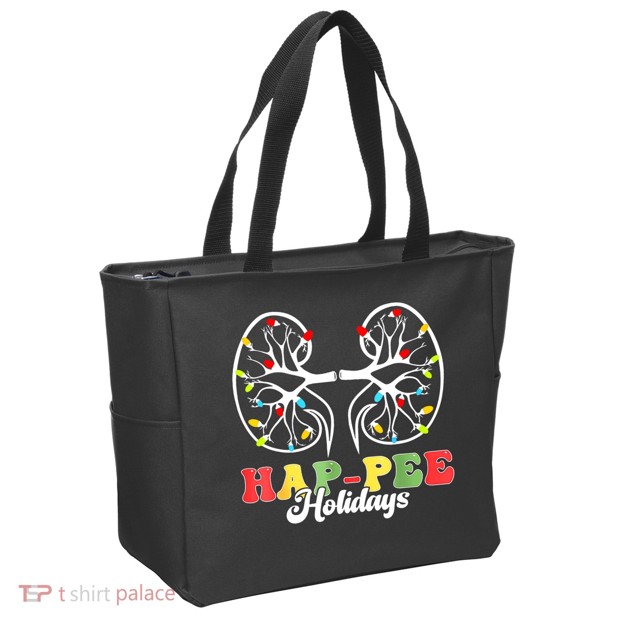 Retro Hap Pee Holidays Christmas Dialysis Nurse Kidney Xmas Tote Bag