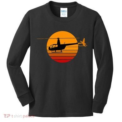 R44 Helicopter Pilot Aviation R44 Helicopter Kids Long Sleeve Shirt