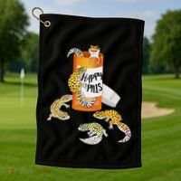 Reptile Happy Pills Leopard Gecko Lover Golf Towel thumb 1