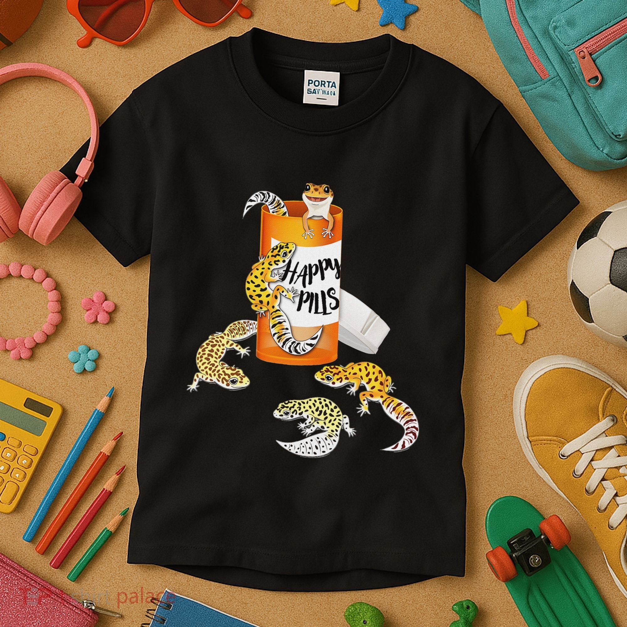 Reptile Happy Pills Leopard Gecko Lover Kids T-Shirt