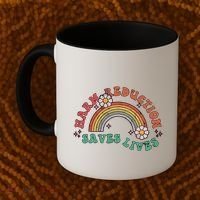 Retro Harm Reduction Saves Lives Overdose Awareness Rainbow Coffee Mug thumb 2