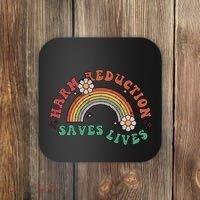 Retro Harm Reduction Saves Lives Overdose Awareness Rainbow Coaster thumb 0