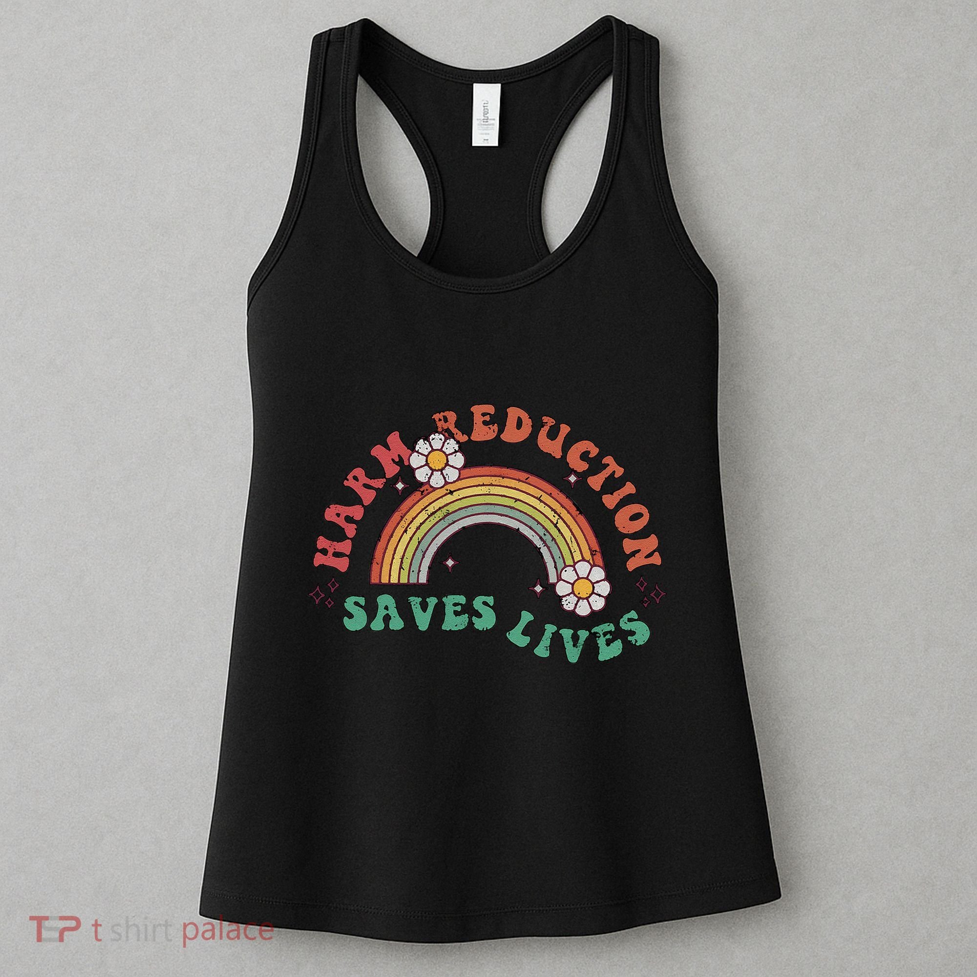 Retro Harm Reduction Saves Lives Overdose Awareness Rainbow Women's Tank Top