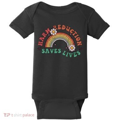 Retro Harm Reduction Saves Lives Overdose Awareness Rainbow Baby Bodysuit